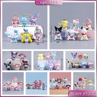 ฟิกเกอร์ Kuromi Sanrio Melody Hello Kitty ของขวัญวันเกิด สําหรับประดับ 6 ชิ้น ต่อชุด