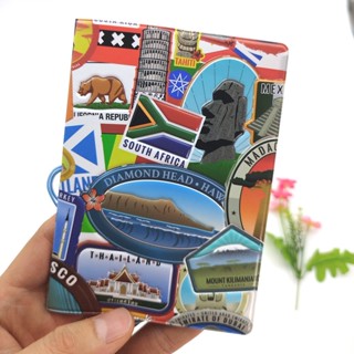 เคสป้องกันหนังสือเดินทาง ลาย World Landmark สไตล์เรโทร สําหรับเดินทาง HZ201