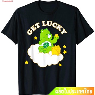 【hot sale】Yameela03 2022 Disney Bear ดิสนีย์ หมีน้อยน่ารัก cotton 100% Care Bears Good Luck Bear Get Lucky T-Shirt คอกลม