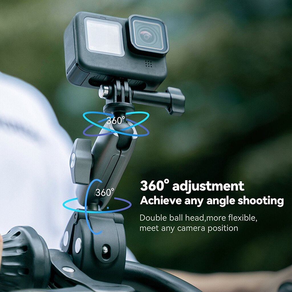 Telesin Universal Tube Clamp (Aluminium Body) Motorcycle Cycling Crab Claw Clip Magic Arm 360 Adjustment Super Clamp 1/4