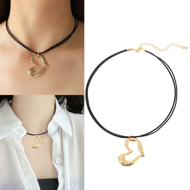 HO Y2K Love Heart จี้เชือก Tie สร้อยคอ Choker สําหรับผู้หญิง Elegant Minimalist