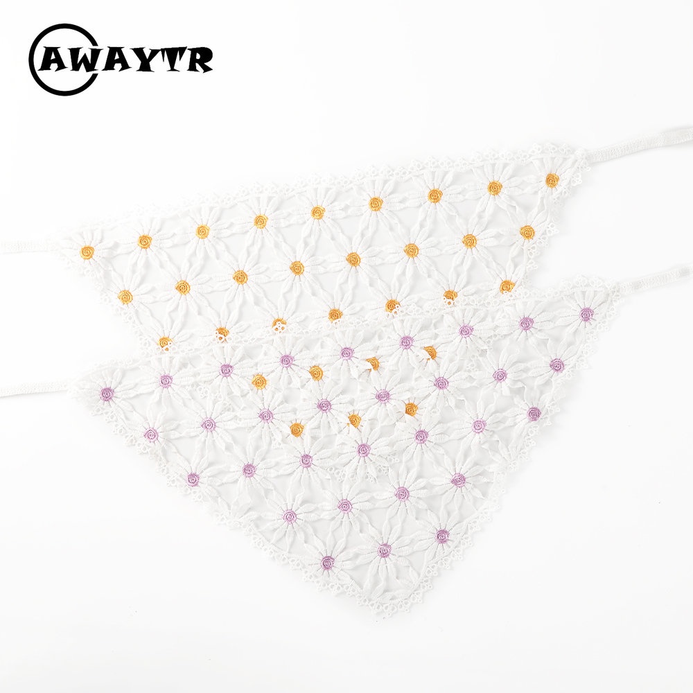 Awaytr ผ้าโพกหัว ผ้าพันคอ ลูกไม้ ไขว้ สําหรับผู้หญิง ใหม่ แฟชั่น ผ้าพันคอ ผ้าโพกหัว อารมณ์ เครื่องประดับผม