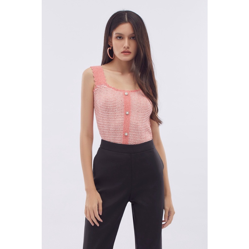 EP สายเดี่ยวลายทาง | Striped Knit Camisole ผู้หญิง สีชมพู | 04542