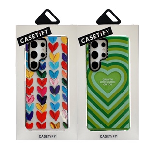 CASETIFY เคสโทรศัพท์มือถือ TPU นิ่ม กันกระแทก ลายหัวใจ ประดับกลิตเตอร์ สร้างสรรค์ พร้อมกล่องบรรจุ สําหรับ Samsung Galaxy S23 Ultra Plus S22 Ultra