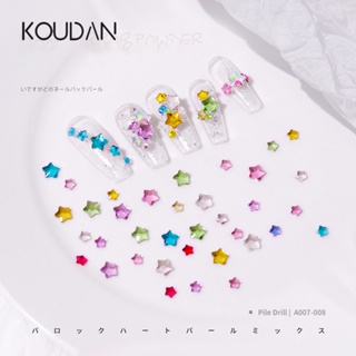 Koudan สติกเกอร์คริสตัลเพชรเทียม พลอยเทียม รูปดาว ดวงจันทร์ หัวใจ หลากสี สําหรับตกแต่งเล็บ DIY 100 ชิ้น