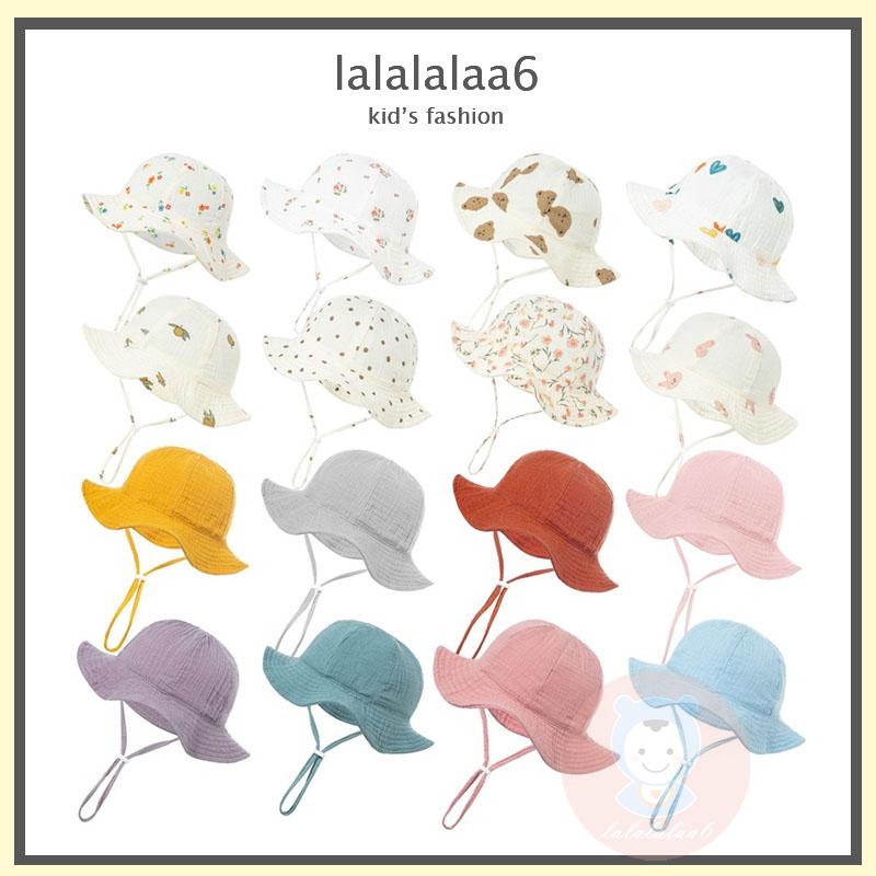 Laa6-หมวกชาวประมงปีกกว้างกันแดดสําหรับฤดูร้อนสําหรับเด็กทารกพร้อมสายรัดคาง