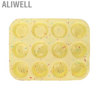 Aliwell 12 Compartments Silicone Baking Mold Non Stick Bakeware Cake Molds Round