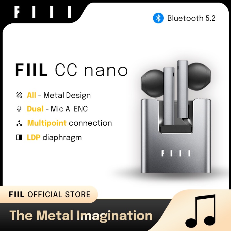 Fiil CC Nano หูฟังบลูทูธไร้สาย 5.2 ENC TWS โลหะ รองรับแอพ สไตล์จีน