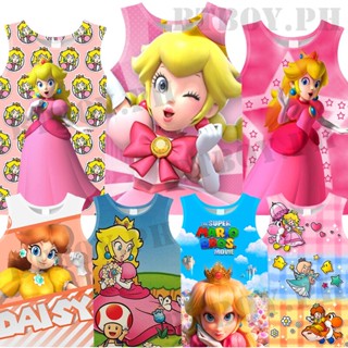 เสื้อยืดแขนกุด พิมพ์ลาย Super Princess Peach MARIO Games แฟชั่นฤดูร้อน สําหรับเด็กผู้หญิง