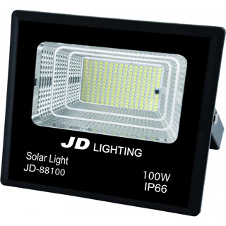 AjuShop-JD โคมไฟสปอร์ตไลท์โซลาร์เซลล์ 100W พร้อมรีโมท รุ่น JD88100 แสงเดย์ไลท์