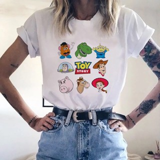 【ใหม่】ใส่ใน Buzz Lightyear Woody Slinky Dog Rex ไดโนเสาร์ผู้หญิงเสื้อยืดการ์ตูนน่ารักเสื้อยืดนักเรียนหญิง Lady Toy Story