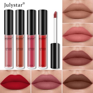 Julystar ลิปกลอส เนื้อแมตต์ กันน้ํา ติดทนนาน ไม่จางหาย ไม่ติดแก้ว ลิปกลอส ลิควิด ทินท์ เครื่องสําอาง ลิปสติก