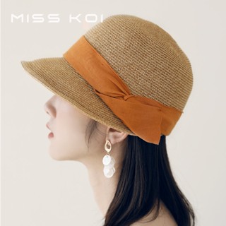 Misskoi [พร้อมส่ง] หมวกฟางปีกเล็ก พับได้ เข้ากับทุกการแต่งกาย สไตล์เกาหลี ญี่ปุ่น ย้อนยุค ฤดูใบไม้ผลิ ฤดูร้อน สําหรับผู้หญิง