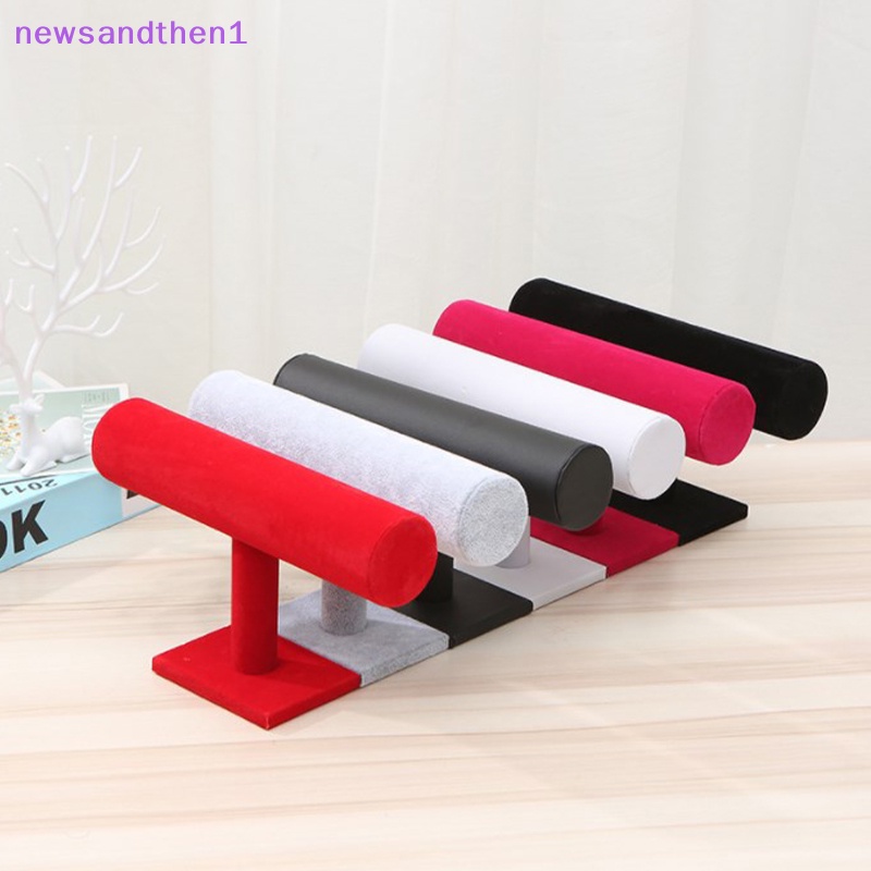 Newsandthen1 ชั้นเดียวกํามะหยี่สร้อยข้อมือนาฬิกา T-Bar Rack เครื่องประดับ Hard ขาตั้งผู้ถือเครื่องประดับคุณภาพสูงขาตั้งจอแสดงผล