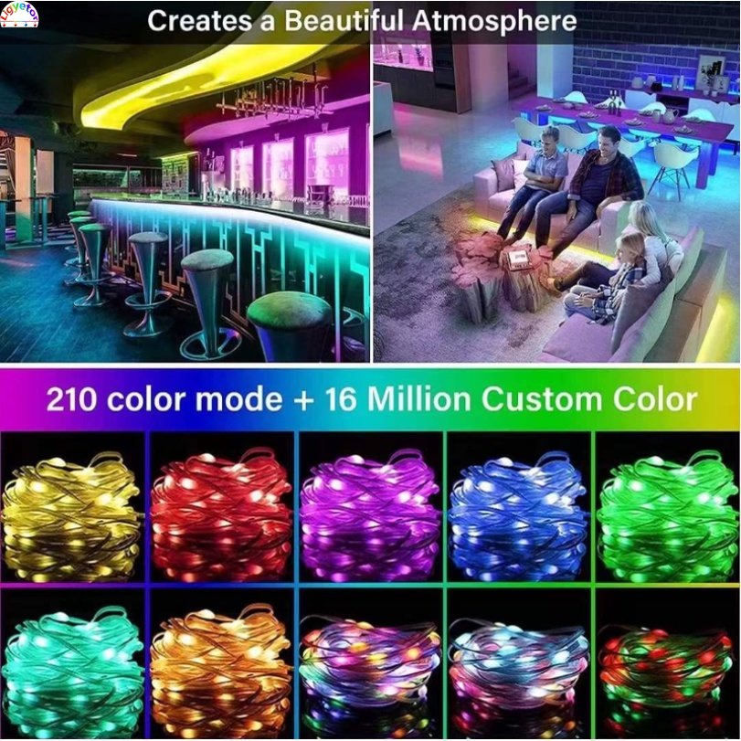 ยูเอสบี สมาร์ท แอป แสง RGB แถบระยะไกลบลูทูธเพลงกระโจมน้ําไหลแสงหายใจคริสต์มาสบรรยากาศแสงสตริงโดยรอบบรรจุแสงต้นคริสต์มาสแสง - รูปที่ 3