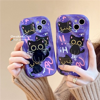 🌈Ready Stock🏆Redmi A1 12C Redmi Note 12 11 10 9 Pro Redmi 10C 10 9A 9T 9C Xiaomi 12 11 Lite Poco X3  3D Wave Black Cat Illustration Creative Phone Case Soft Protection Back Cover