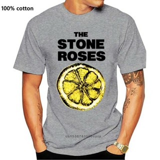  พิมพ์ลาย ใหม่ เสื้อยืดแขนสั้น พิมพ์ลาย The Stone Roses Lemon 1989 สีขาว แฟชั่นสําหรับผู้ชาย