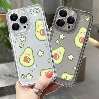 เคสโทรศัพท์มือถือแบบนิ่ม TPU ใส กันกระแทก กันรอยกล้อง ลายอะโวคาโด้ สําหรับ IPhone 11 14 13 12 Pro Max XS X XR 7 + 8 6 6S Plus