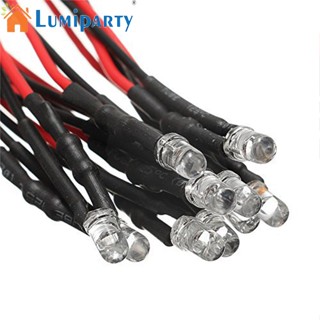 Lumiparty หลอดไฟ LED 5-12V 3 มม. 10 ชิ้น พร้อมสายไฟ DIY