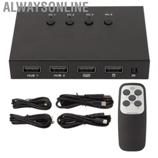 Alwaysonline HD Multimedia Interface KVM Switcher  4 in 1 Out Support USB HUB 4K 60Hz KVM Switcher  for