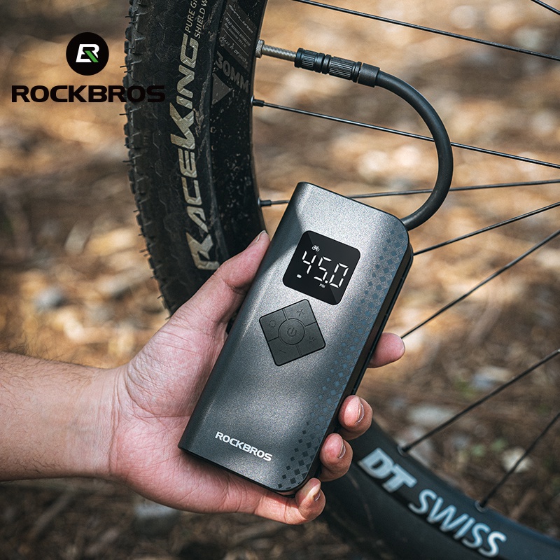 【TH Delivery】ROCKBROS ที่สูบลมยางอัจฉริยะ 150PSI ชาร์จเร็ว 2000mAh ไฟส่องสว่าง พกพาสะดวก เหมาะสำหรับยางรถยนต์ มอเตอร์ไซค์ จักรยาน