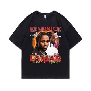 มีความสุข เสื้อยืดครอปเสื้อยืดแขนสั้น ผ้าฝ้าย 100% พิมพ์ลาย Rapper Kendrick Lamar สไตล์ฮาราจูกุ วินเทจ แฟชั่นฤดูร้อน สํา