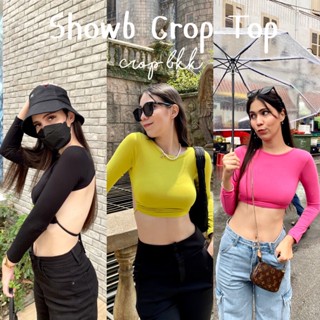 🐻Showb Crop Top🐻 เสื้อครอปแขนยาวเว้าหลัง มีสายผูกด้านหลัง แซ่บมาก รุ่นนี้ผ้าเรยอน ผ้านุ่มดีมากกกก แค่mixmatch กับยีนส...