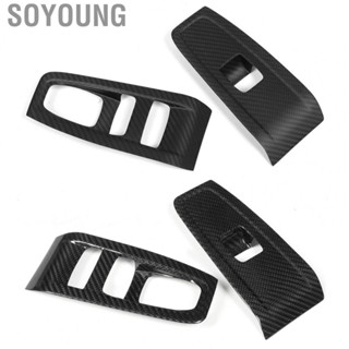 Soyoung 2 Pcs Window Control Panel Cover Dry Carbon Fiber Glass Lift Button Decoration Frame  for Toyota GR86 Subaru 2022+