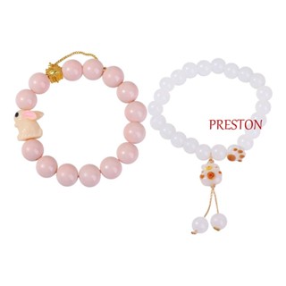 Preston สร้อยข้อมือ ประดับลูกปัดแก้ว รูปกระต่าย ดวงจันทร์น่ารัก เหมาะกับของขวัญ สําหรับนักเรียนหญิง