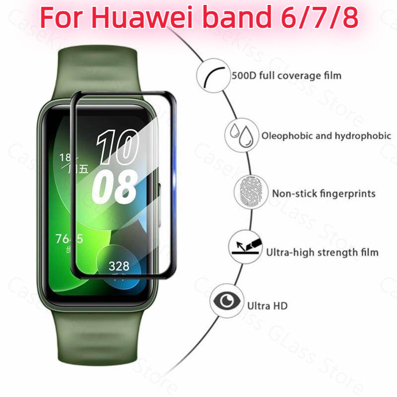 สําหรับ Huawei Band 9 / 8 / 7 / 6 ฝาครอบป้องกันแสงสีฟ้าป้องกันหน้าจอ 9D ฟิล์มโค้งสําหรับ Huawei band8 band9 อุปกรณ์เสริม Smartwatch สําหรับ Huawei Band 8