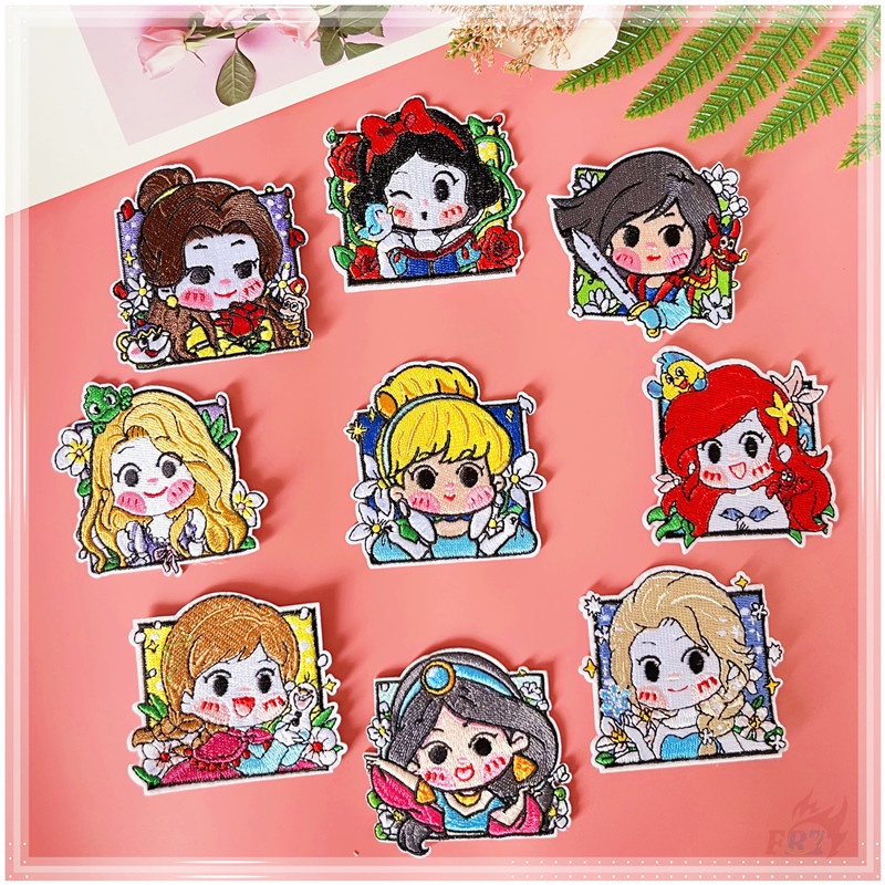 แผ่นแพทช์เหล็ก ลายการ์ตูนเจ้าหญิง Q แผ่นแพทช์รีดติดเสื้อ DIY สําหรับเด็กทารก 1 ชิ้น