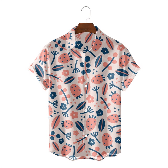 ใหม่ เสื้อเชิ้ตลําลอง พิมพ์ลายผลไม้ 3D ทรงหลวม ระบายอากาศ เหมาะกับฤดูร้อน สไตล์ฮาวาย สําหรับผู้ชาย