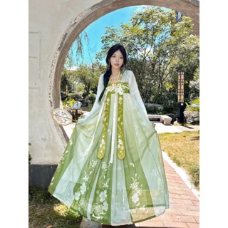 ชุดจีนโบราณ ♚✣สไตล์จีนเดรสยาว🌸Moon Ink Green Bamboo Hanfu ปรับปรุง Hanfu น่าถ่ายรูป