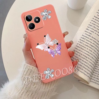 เคสโทรศัพท์มือถือ TPU แบบนิ่ม ลายการ์ตูนผีเสื้อน่ารัก 3D สีชมพู สําหรับ Realme C53 C55 NFC 10 Pro+ Pro 5G Coca-Cola Edition GT NEO 5 SE 4G Plus