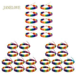 Jlove สร้อยข้อมือถัก แฮนด์เมด ปรับได้ สีรุ้ง LOVE Pride Gay Lesbian 10 ชิ้น
