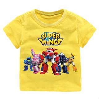 Super Wings Clothes Boys Cotton Short-Sleeved T-shirt Girls Half-Sleeved Childrens New Summer Clothes Baby Cartoon Childrens Clothing WCaw