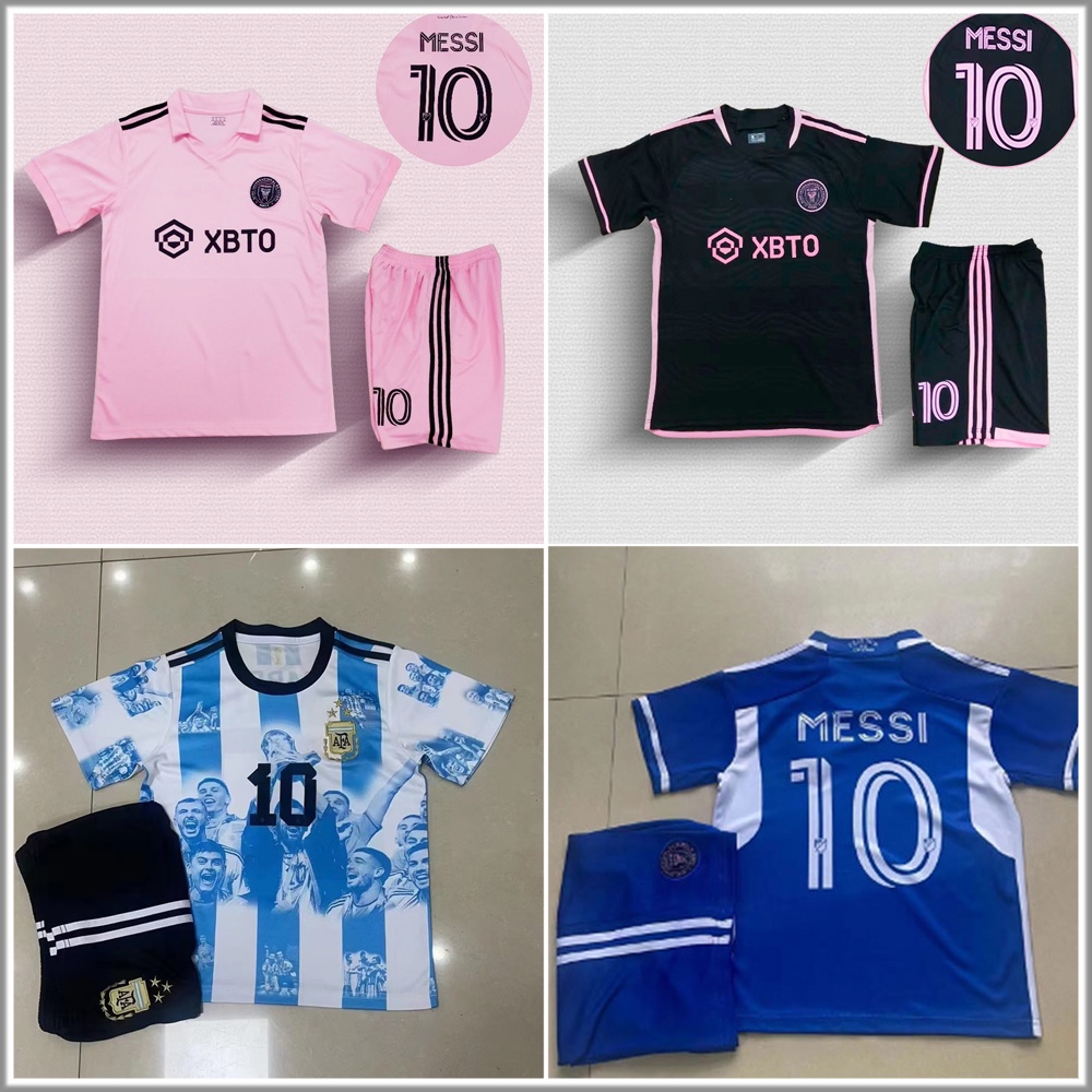 เสื้อกีฬาแขนสั้น ลายทีมชาติฟุตบอล Inter Miami No.10 Messi 23-24 Season ชุดเหย้า สําหรับเด็กผู้ชาย ผู