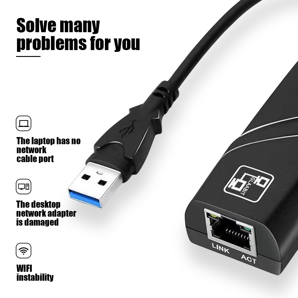 สายแปลง แปลง USB3.0 เป็นสายแลน Gigabit Ethernet Lan 10/100/1000 Mbps USB 3.0 to RJ45 ในตัวเครื่องมีไดรเวอร์