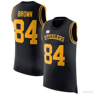 เสื้อกีฬาแขนกุด ลาย HQ1 NFL Pittsburgh Steelers Brown Jersey Fans พลัสไซซ์ สําหรับผู้ชาย และผู้หญิง QH1