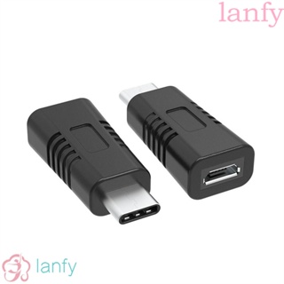 LANFY อะแดปเตอร์แปลง, อะแดปเตอร์ชาร์จ ป้องกันการกัดกร่อน, อะแดปเตอร์แปลง Micro USB ตัวเมีย แบบพกพา สีดํา ทนทาน Type C ตัวผู้ สําหรับถ่ายโอนข้อมูล