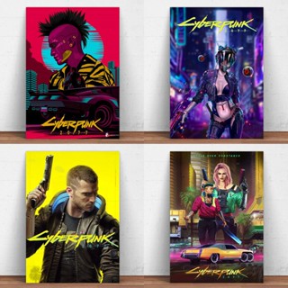 โปสเตอร์โลหะดีบุก ลายเกม Cyberpunk 2077 สําหรับตกแต่งผนังบ้าน ห้องนอน