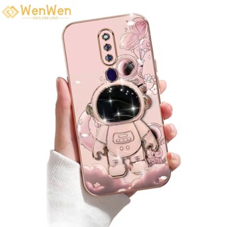 Wenwen เคสโทรศัพท์มือถือแบบนิ่ม TPU กันกระแทก ลายนักบินอวกาศ 3D พร้อมที่ตั้งวาง บางมาก สําหรับ OPPO F11 PRO OPPO F11