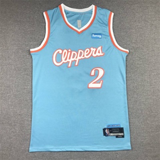 เสื้อกีฬาแขนกุด ลายทีม NBA Jersey Los Angeles Clippers LEONARD 75th Classic สีฟ้า พลัสไซซ์ 2022