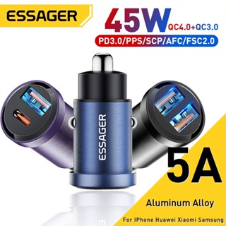 Essager ที่ชาร์จในรถยนต์ 30W USB 4.0 QC PD 3.0 SCP 5A USB Type C ชาร์จเร็ว