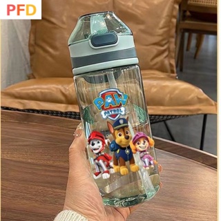 paw patrol ขวดน้ํา มีหลอดดูด กันรั่วซึม แบบพกพา 600 มล. สําหรับเด็กนักเรียนประถม ถ้วยน้ำสำหรับเด็ก