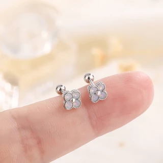 Hikaw ต่างหูสตั๊ด หินออโรร่า สีเงิน ไม่ทําให้แพ้ เครื่องประดับ สําหรับผู้หญิง