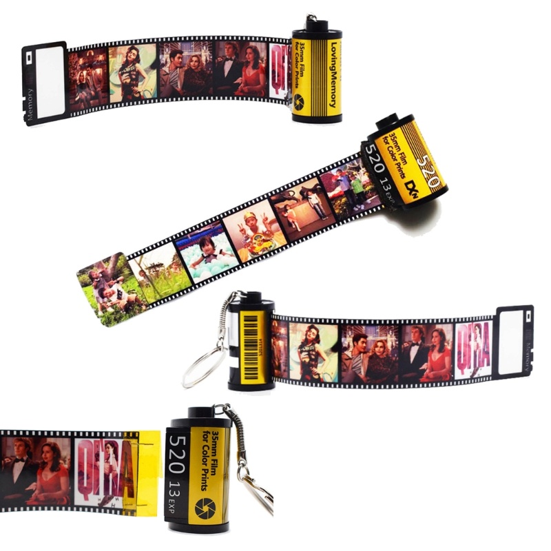 Winu Film Roll Photo Keychain Unique Memory Camera Picture Keyring for Women Girl