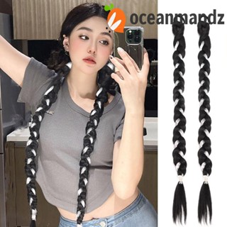 OCEANMAPDZ วิกผมหางม้าสังเคราะห์ สีเงิน น่ารัก แฟชั่น เครื่องประดับผม ไฮไลท์ วิกผมถักเปีย เดรดล็อกส์ ธรรมชาติ สําหรับผู้หญิง