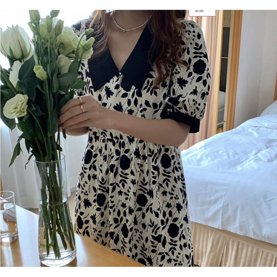 Suxi ชุดเดรสยาว คอวี แขนพอง ลายดอกไม้ สไตล์วินเทจ แฟชั่นฤดูร้อน สําหรับผู้หญิง - รูปที่ 7