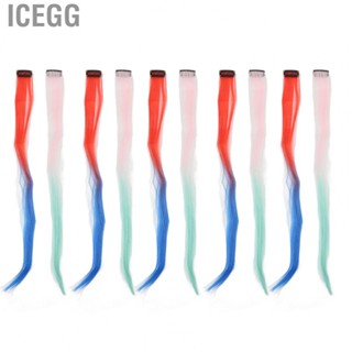 Icegg 10PCS Colourful Hair Extensions  Long Colored Hairpiece Styling Decor